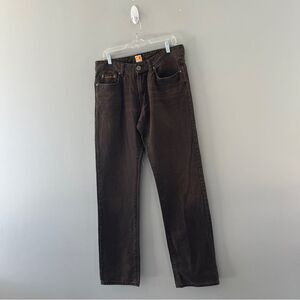 Hugo- Boss Orange Brown Pants Mid Rise Regular Fit Neutral Casual Size 34 / 34